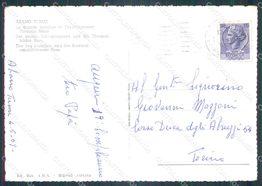 Padova Abano Terme Stabilimento Roma FG Foto cartolina KB5317 – retro