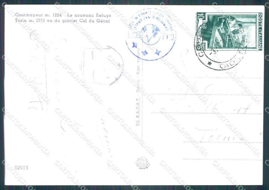 Aosta Courmayeur Colle del Gigante Rifugio Torino FG Foto cartolina KB5353 – retro
