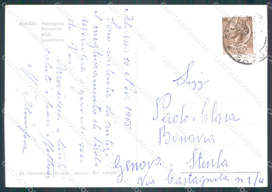 Savona Alassio PIEGHINA FG Foto cartolina KB5391 – retro
