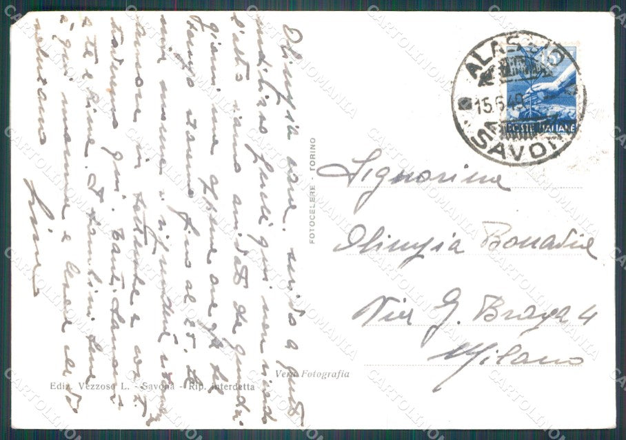 Savona Alassio PIEGHINA FG Foto cartolina KB5395 – retro