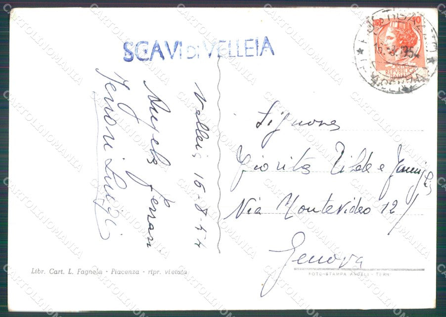 Piacenza Velleia Scavi di FG Foto cartolina KB5397 – retro