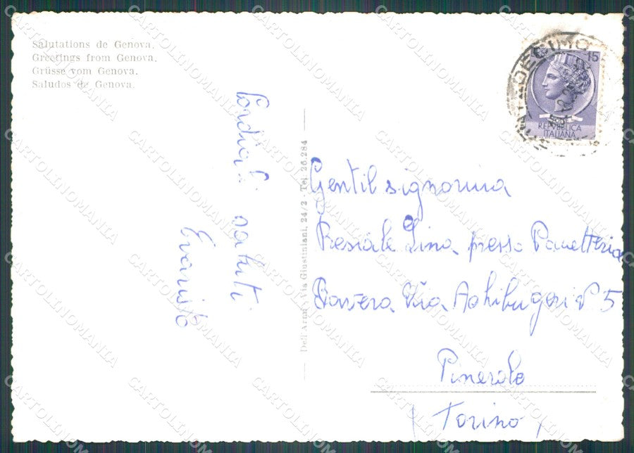 Genova Città Saluti da FG Foto cartolina KB5398 – retro