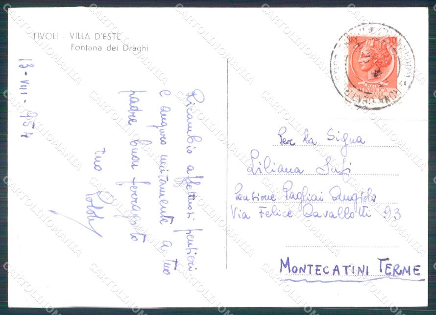 Roma Tivoli Fontana dei Draghi PIEGA FG Foto cartolina KB5413 – retro