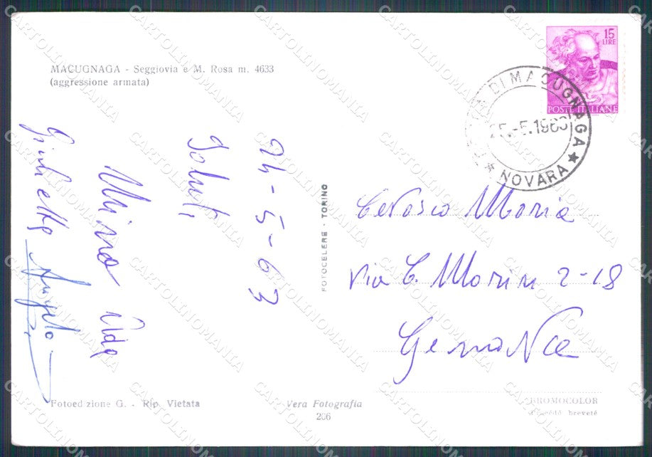 Verbania Macugnaga Seggiovia FG Foto cartolina KB5443 – retro