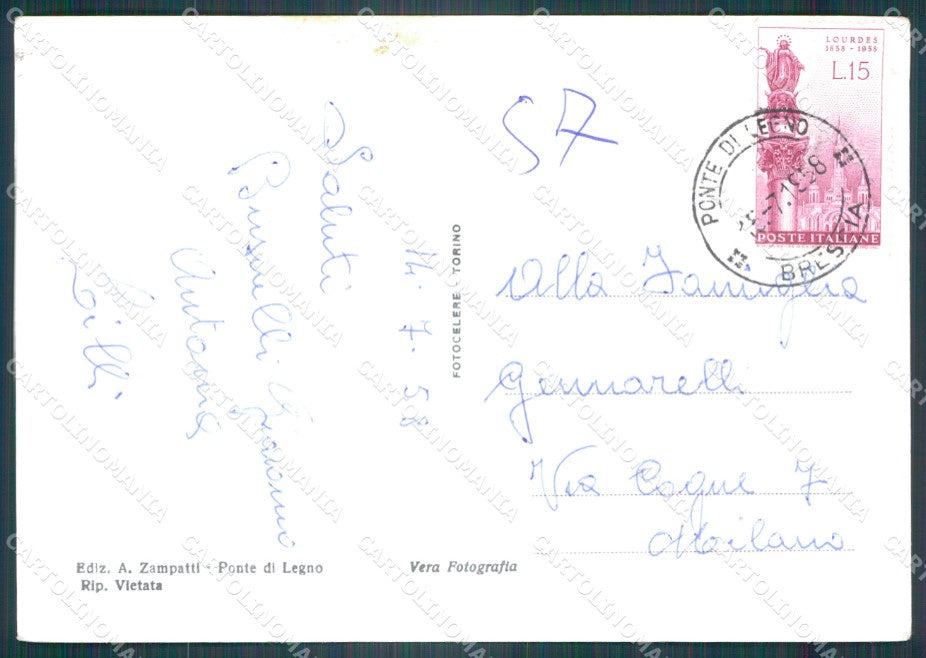 Brescia Ponte di Legno Passo Tonale Colonia FG Foto cartolina KB5508 – retro