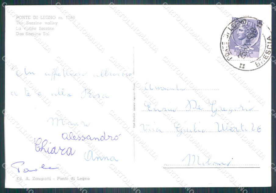 Brescia Ponte di Legno FG Foto cartolina KB5524 – retro