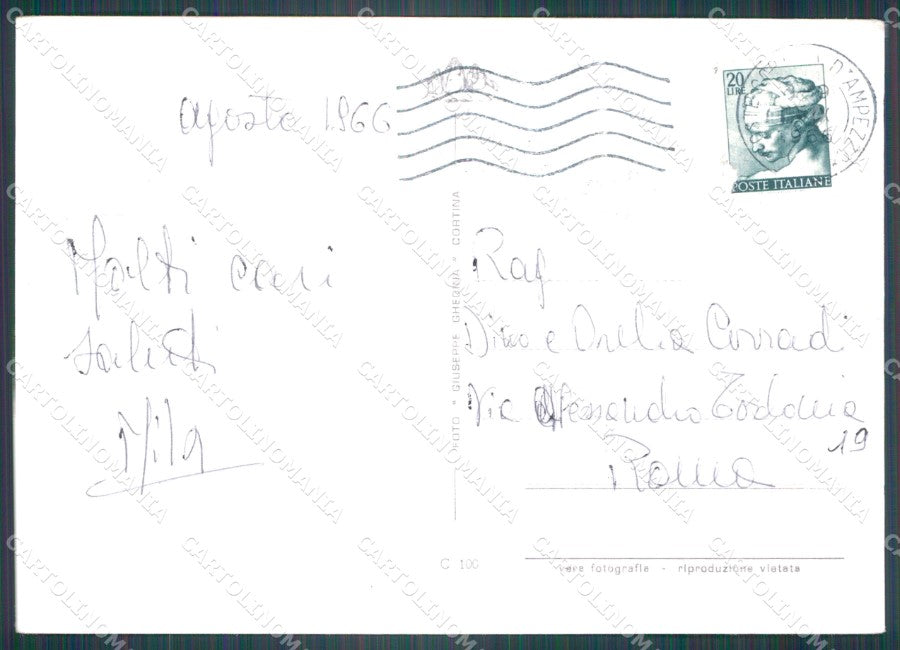 Belluno Cortina d'Ampezzo Funivia FG Foto cartolina KB5538 – retro