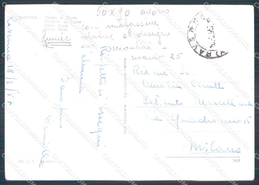 Ravenna Città Tomba di Dante FG Foto cartolina KB5547 – retro