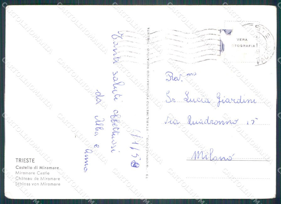 Trieste Miramare Castello di FG Foto cartolina KB5569 – retro