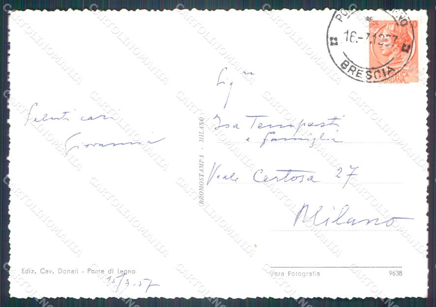 Brescia Ponte di Legno FG Foto cartolina KB5580 – retro