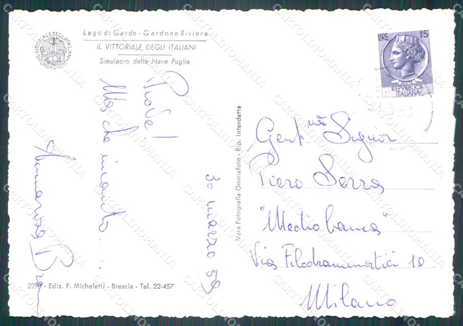 Brescia Gardone Riviera D'Annunzio FG Foto cartolina KB5588 – retro