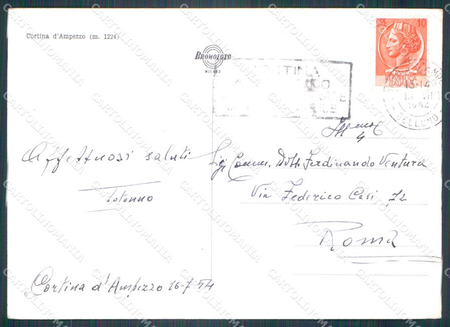 Belluno Cortina d'Ampezzo FG Foto cartolina KB5595 – retro
