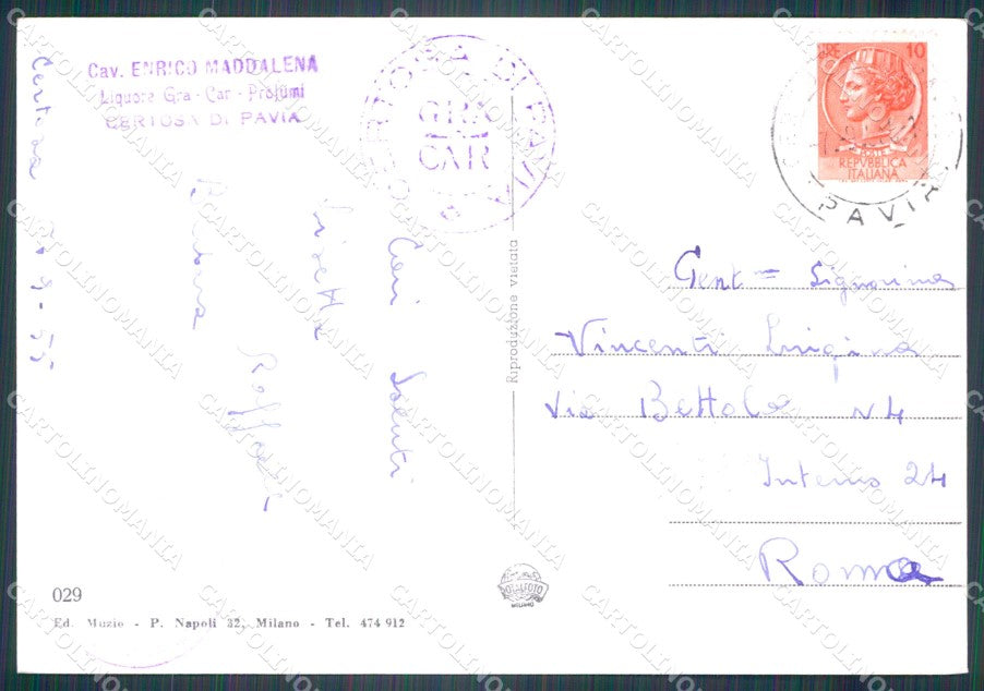 Pavia Certosa di FG Foto cartolina KB5596 – retro