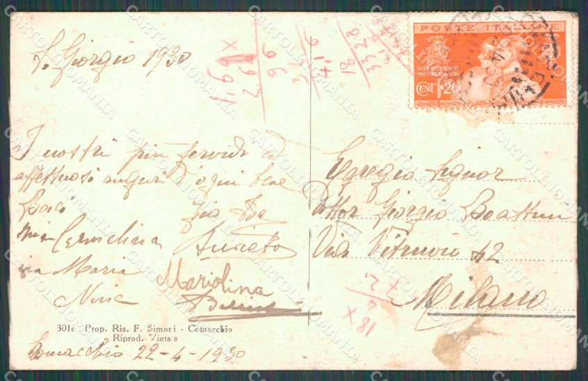 Ferrara Comacchio cartolina KF0035 – retro