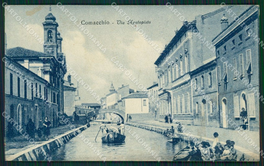 Ferrara Comacchio Barche RIFILATA cartolina KF0040 – fronte