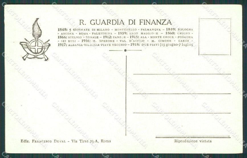 Roma Città GdF Guardia di Finanza Militari cartolina KF0204 – retro