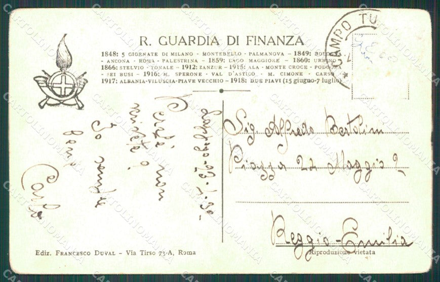 Roma Città GdF Guardia di Finanza Militari ABRASA PIEGHINE cartolina KF0205 – retro