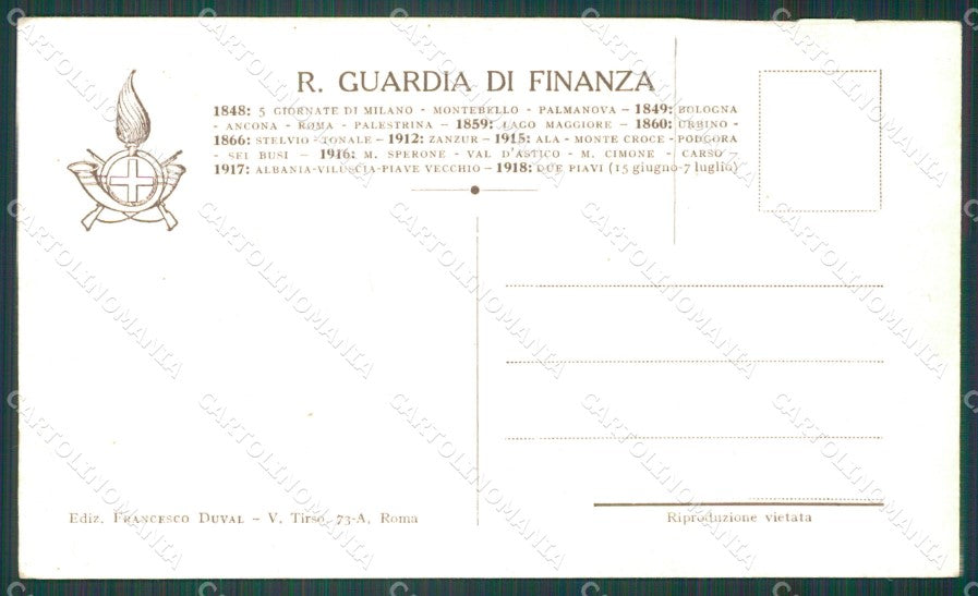 Roma Città GdF Guardia di Finanza Militari cartolina KF0206 – retro