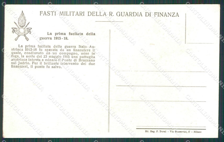 Gorizia Cormons Brazzano Guido Grilli GdF Guardia di Finanza cartolina KF0210 – retro
