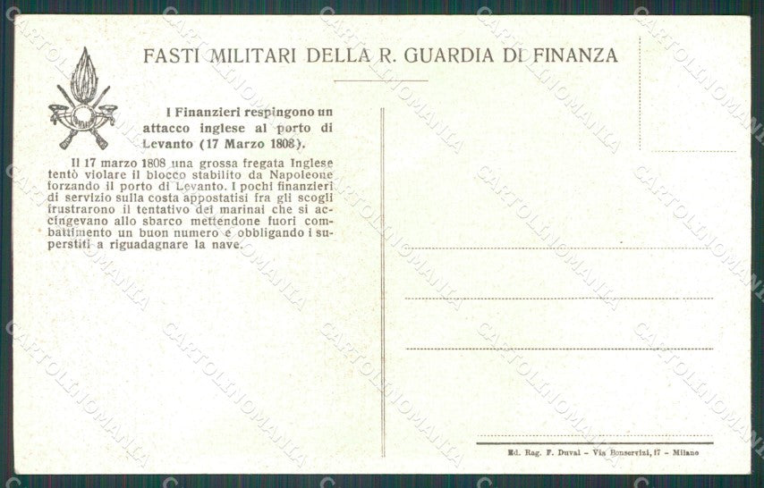 La Spezia Levanto Guido Grilli GdF Guardia di Finanza Militari cartolina KF0212 – retro