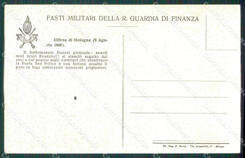 Bologna Guido Grilli GdF Guardia di Finanza Militari cartolina KF0213 – retro