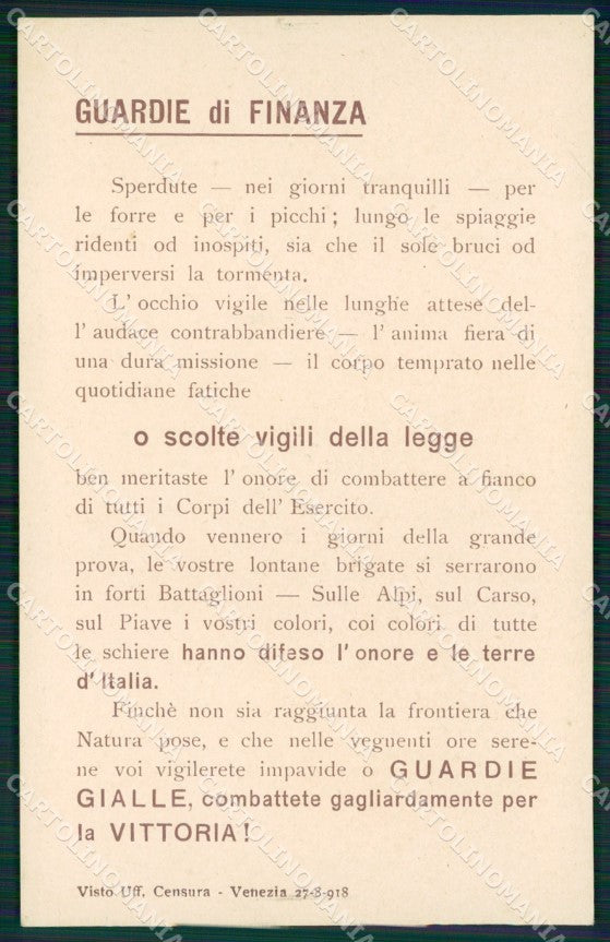 Venezia GdF Guardia di Finanza Militari cartolina KF0216 – fronte