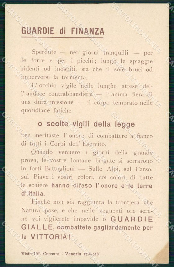 Venezia GdF Guardia di Finanza Militari cartolina KF0218 – fronte