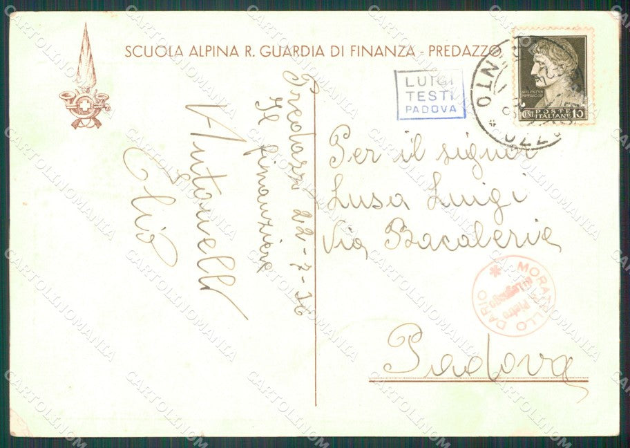 Trento Predazzo Passo Rolle GdF Sci PIEGHINA STRAPPINO FG cartolina KF0225 – retro