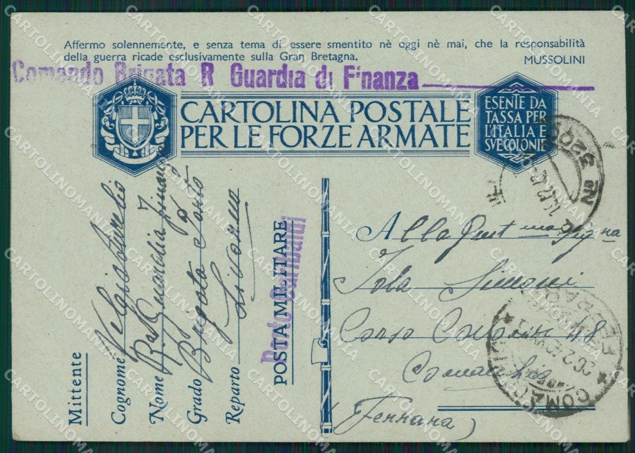 Livorno GdF Guardia di Finanza Militari PIEGATA STRAPPINO FG cartolina KF0318 – fronte