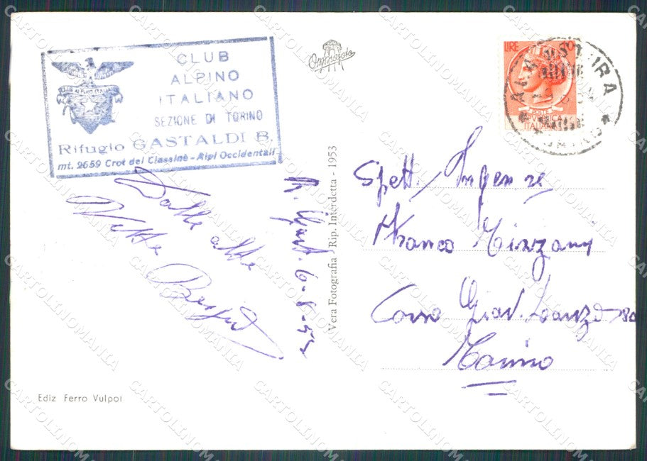 Torino Rifugio Gastaldi Punta Croce Rossa Maria Cai Foto FG cartolina KF1559 – retro