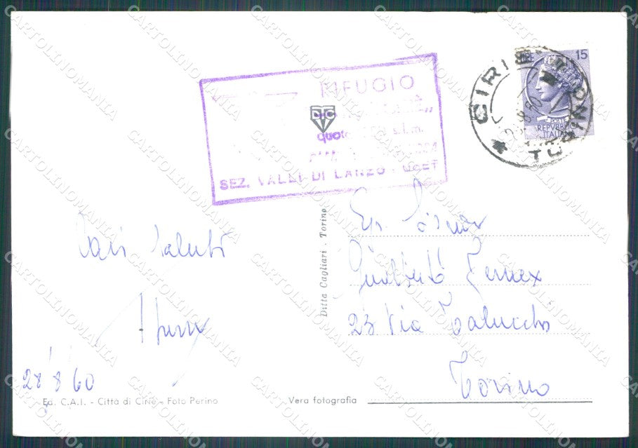 Torino Piano della Mussa Rifugio Cai Auto Foto FG cartolina KF1575 – retro