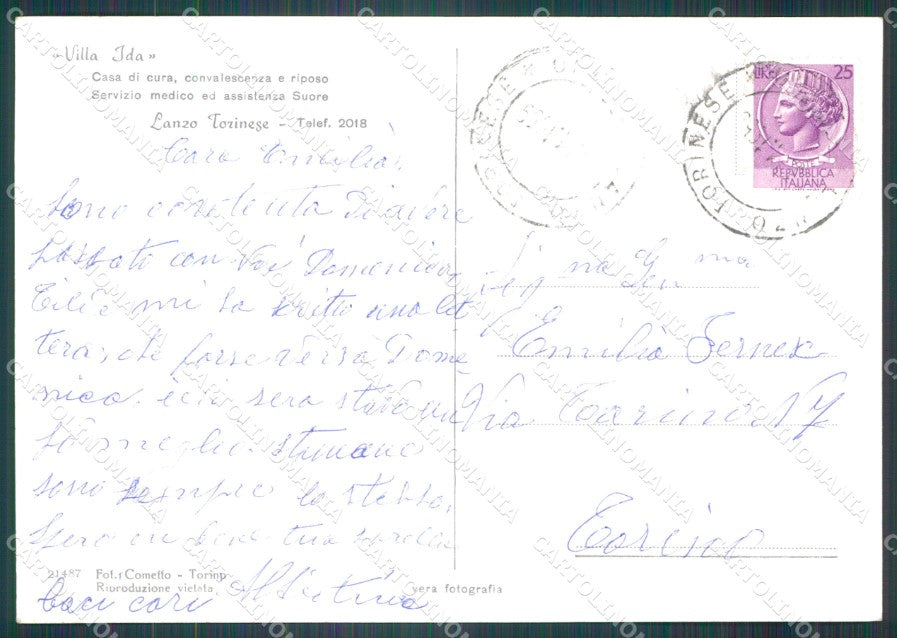 Torino Lanzo Torinese Villa Ida Foto FG cartolina KF1587 – retro