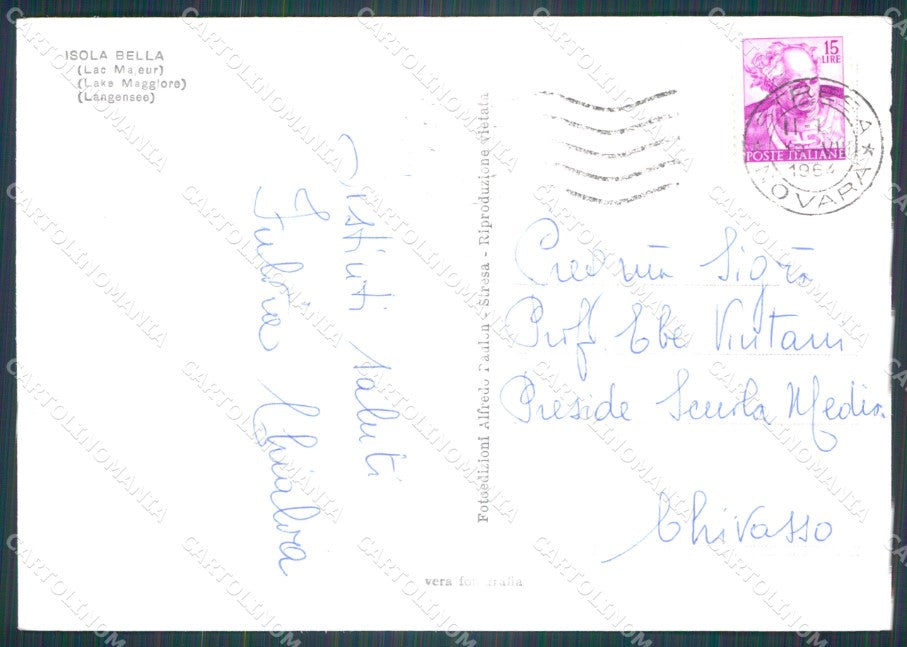 Verbania Stresa Isola Bella Lago Maggiore Foto FG cartolina KF1602 – retro
