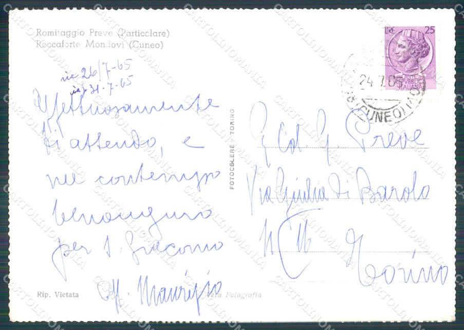 Cuneo Roccaforte Mondovì Foto FG cartolina KF1608 – retro