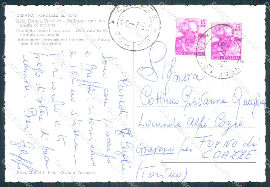 Torino Cesana Torinese Confine Italo Francese Foto FG cartolina KF1610 – retro