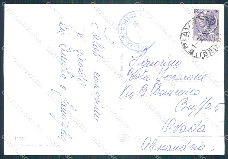 Torino Giaveno Selvaggio Santuario Foto FG cartolina KF1613 – retro