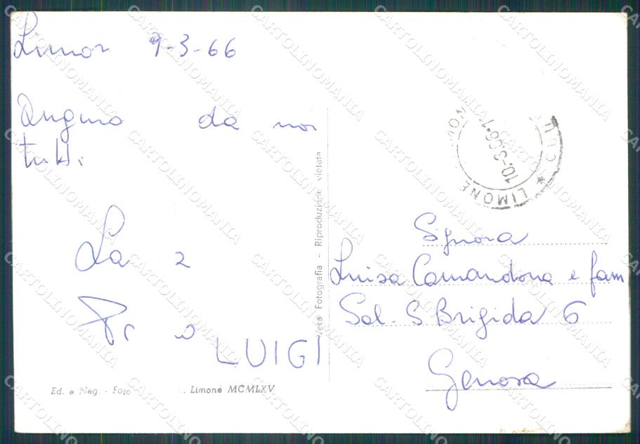 Cuneo Limone Piemonte Nevicata ABRASA Foto FG cartolina KF1648 – retro