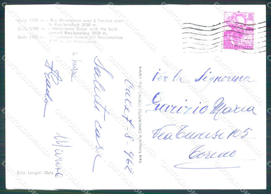Torino Oulx Rocciamelone Foto FG cartolina KF1650 – retro