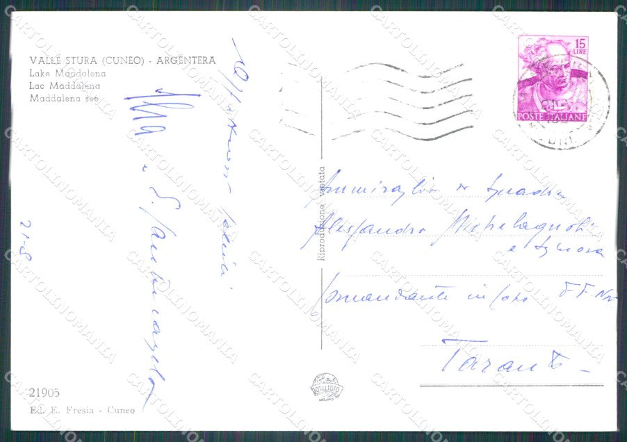 Cuneo Argentera Valle Stura Lago della Maddalena Foto FG cartolina KF1654 – retro