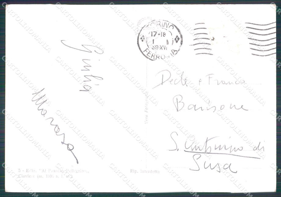 Torino Claviere Nevicata PIEGHINA ABRASA Foto FG cartolina KF1683 – retro