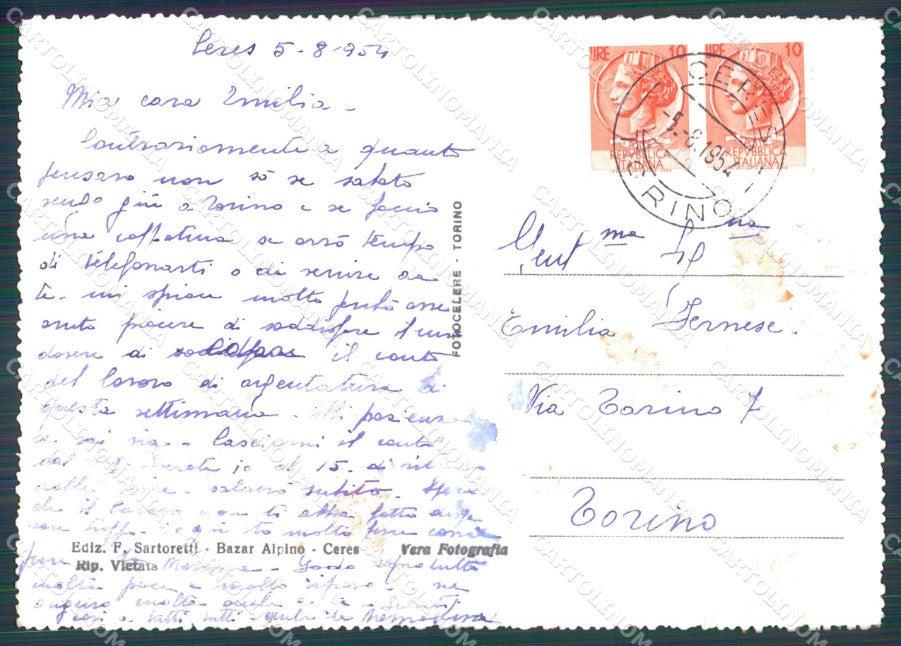 Torino Ceres PIEGHINA Foto FG cartolina KF1696 – retro