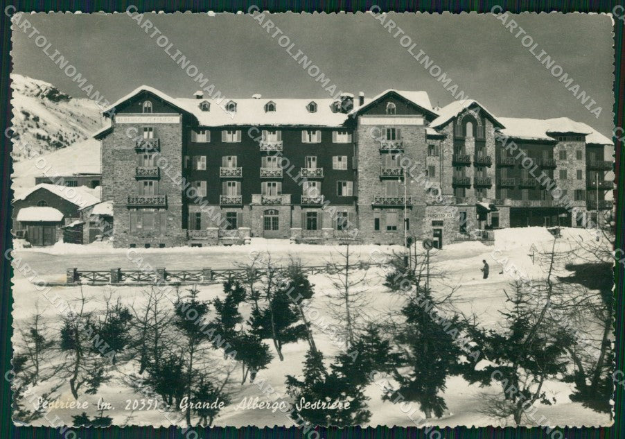 Torino Sestrieres Nevicata PIEGATA Foto FG cartolina KF1725 – fronte