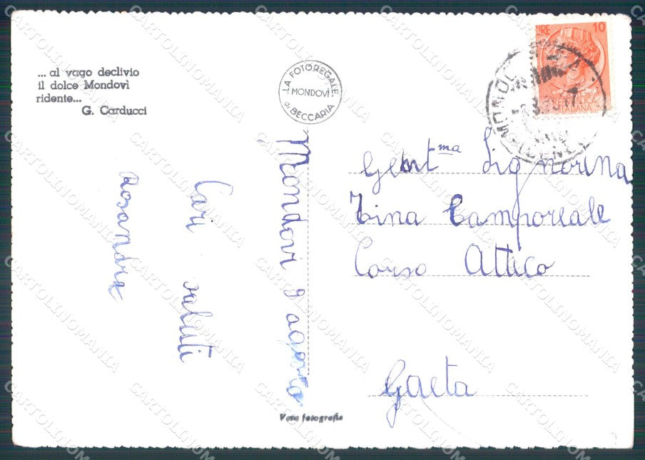 Cuneo Mondovì Torre Belvedere Foto FG cartolina KF1738 – retro