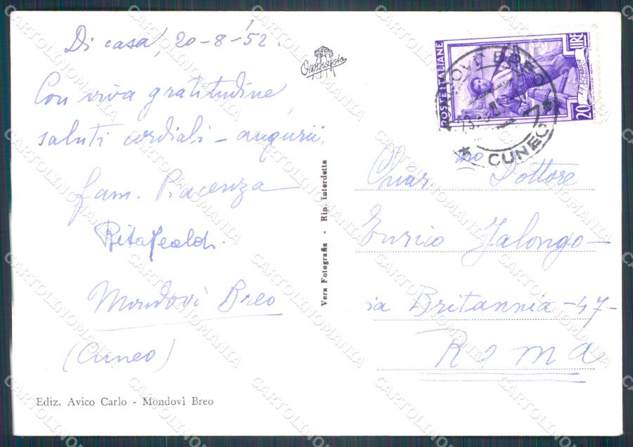 Cuneo Mondovì Foto FG cartolina KF1739 – retro