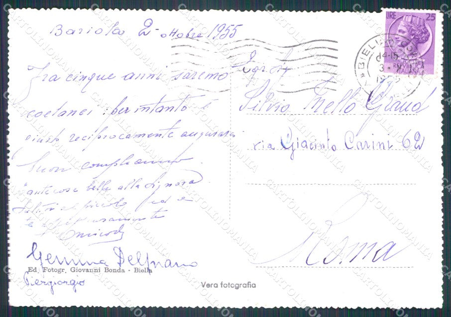 Biella Campiglia Cervo Mappa Foto FG cartolina KF1741 – retro