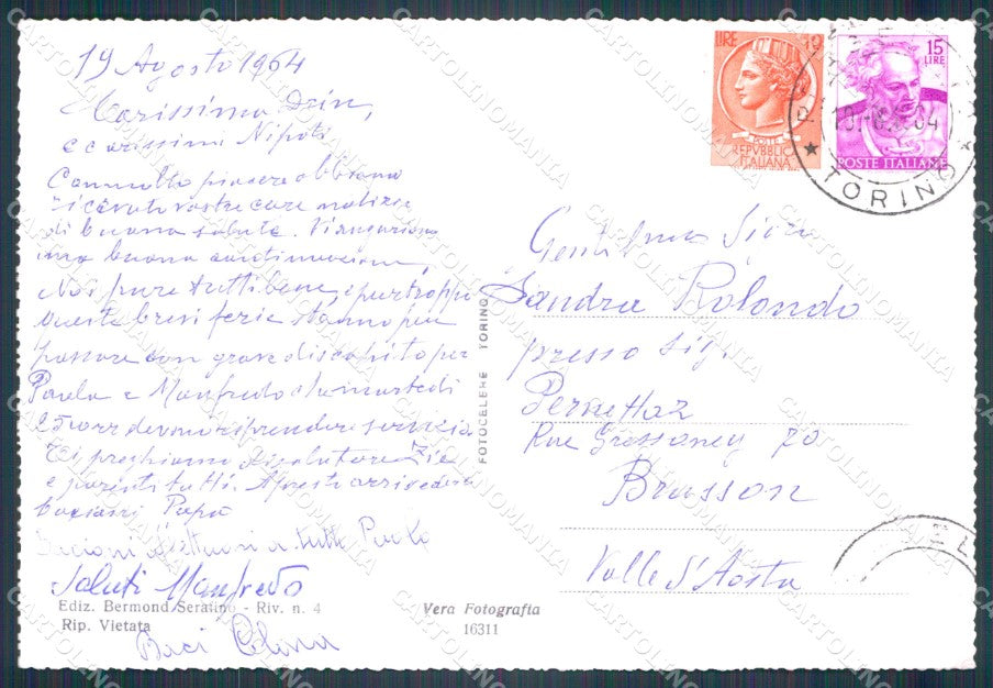 Torino Pragelato Val Troncea Foto FG cartolina KF1751 – retro