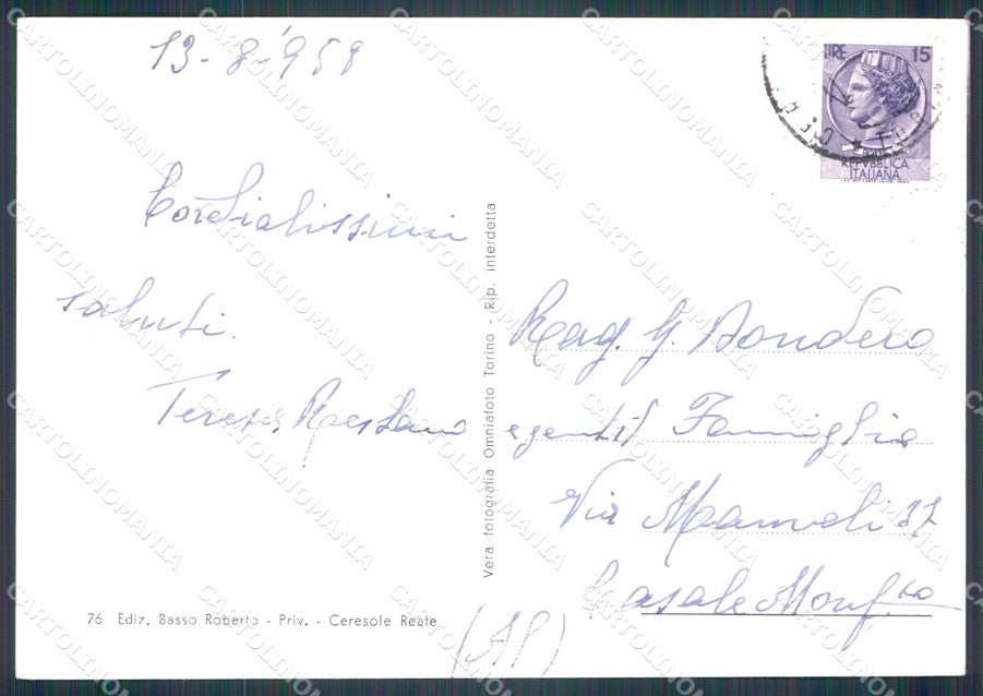 Torino Ceresole Reale Lago di PIEGHINA Foto FG cartolina KF1760 – retro