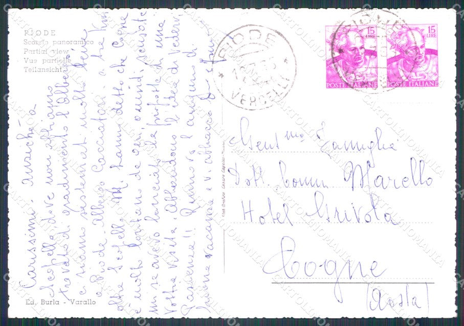 Vercelli Piode Valsesia Foto FG cartolina KF1780 – retro