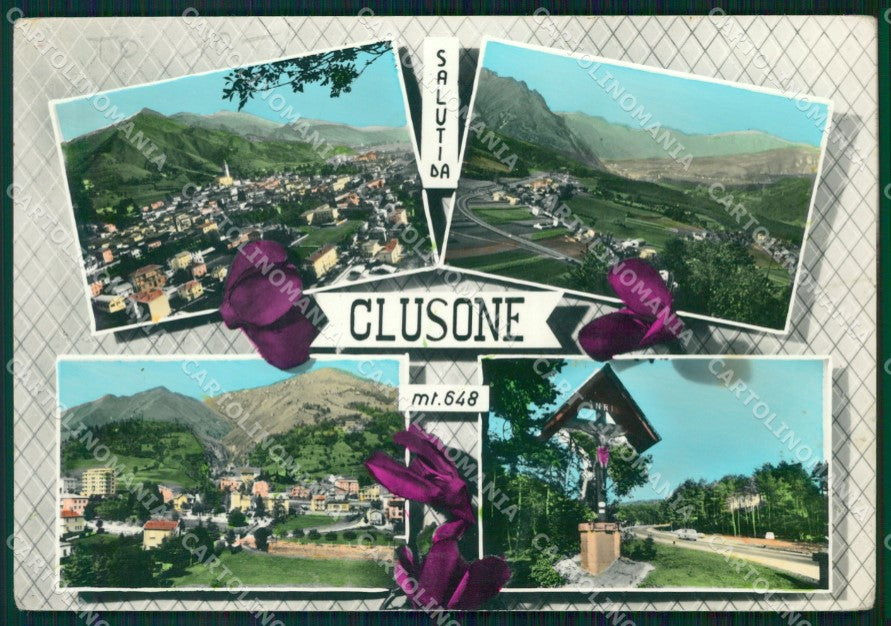 Bergamo Clusone Saluti da PIEGHINE ABRASA Foto FG cartolina KF1782 – fronte