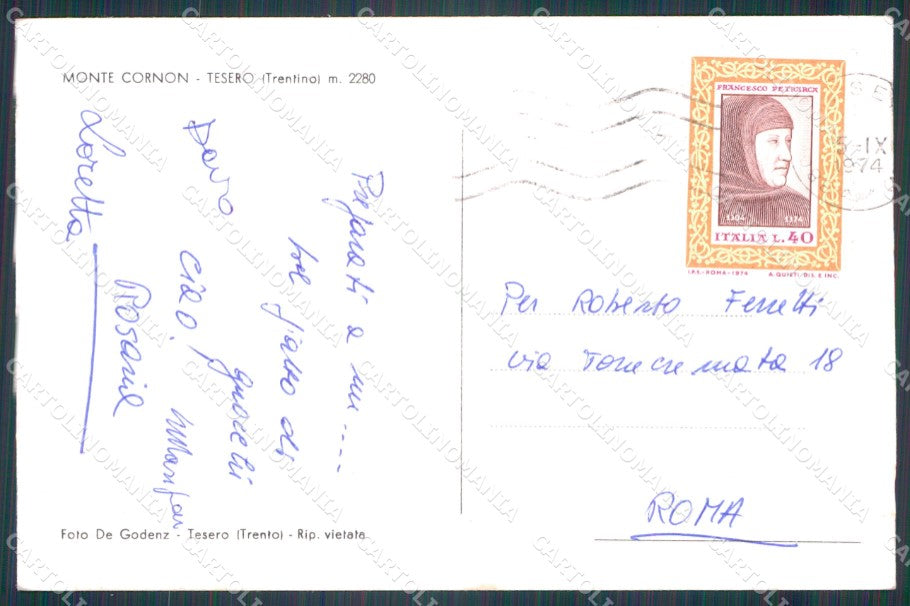 Trento Tesero Monte Cornon PIEGHINE Foto FG cartolina KF1861 – retro